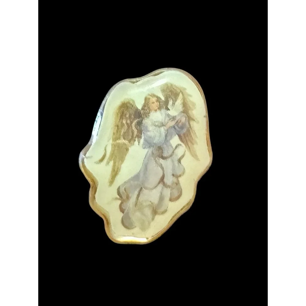 Christian Brooch Pin Lot 4 WWJD Cross Angel Guadalupe Rhinestone Gold Tone